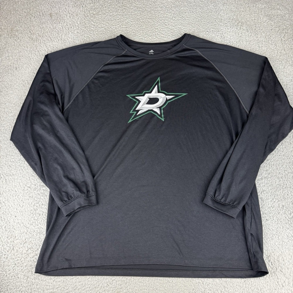 Adidas Dallas Stars Long Sleeve Shirt NHL Black Middle Logo Men's 2xL Hockey